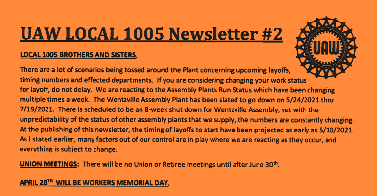 UAW Local 1005 Newsletter